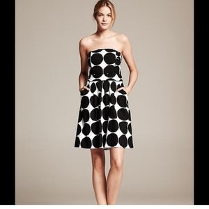 Bannana Republic Dress Marimekko Collection Polka Dots Black White StraplessSz 4
